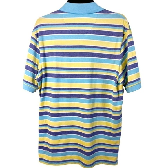 Cremieux Classics Mens Striped Short-Sleeve Polo Shirt, Blue, Yellow, Size S - Picture 3 of 8